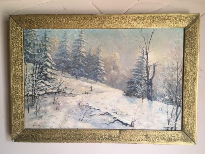 Картина под названием "Зима.Январь.Власенк…" - Mr.Totchelovek, Подлинное произведение искусства, Масло