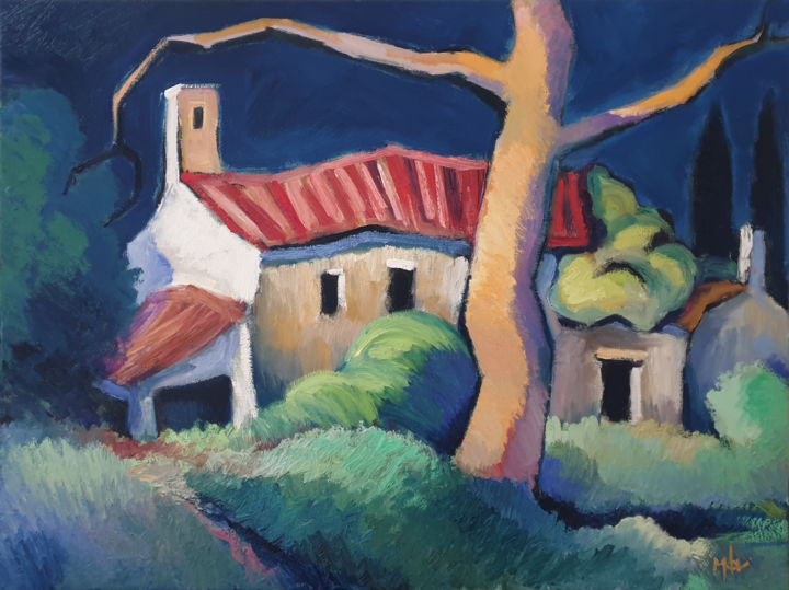 Painting titled "Emsho" by Matej Mlakar, Original Art, Oil Mounted on Stretcher frame