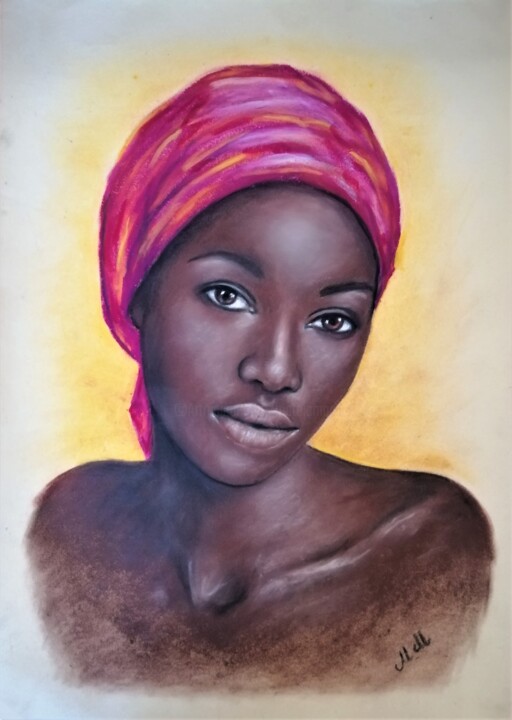 Drawing titled "African girl - orig…" by Mateja Marinko, Original Artwork, Pastel