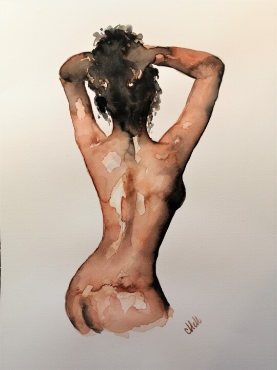 Peinture intitulée "Erotic beauty - ori…" par Mateja Marinko, Œuvre d'art originale, Aquarelle