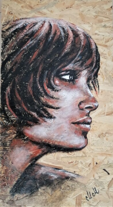 Painting titled "She - acrylic portr…" by Mateja Marinko, Original Artwork, Acrylic