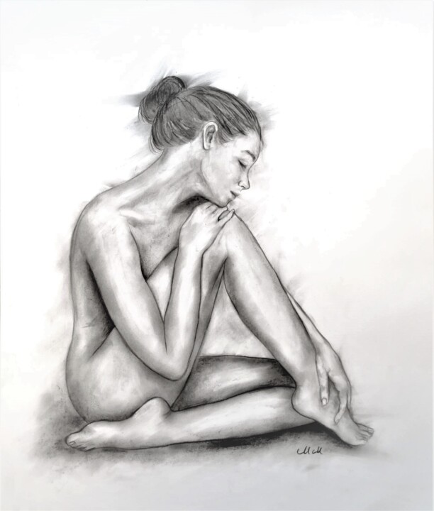 Drawing titled "Original charcoal e…" by Mateja Marinko, Original Artwork, Charcoal