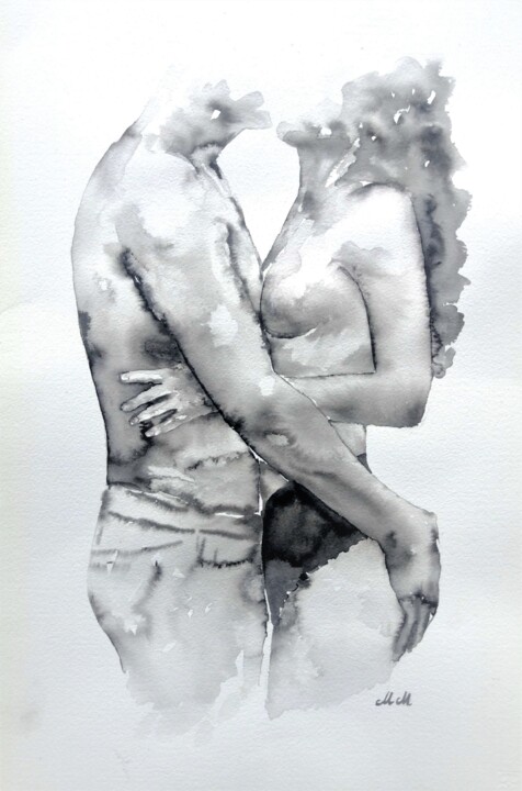 Peinture intitulée "Lovers II" par Mateja Marinko, Œuvre d'art originale, Aquarelle