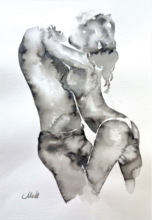 제목이 "Lovers embrace VIII"인 미술작품 Mateja Marinko로, 원작, 잉크