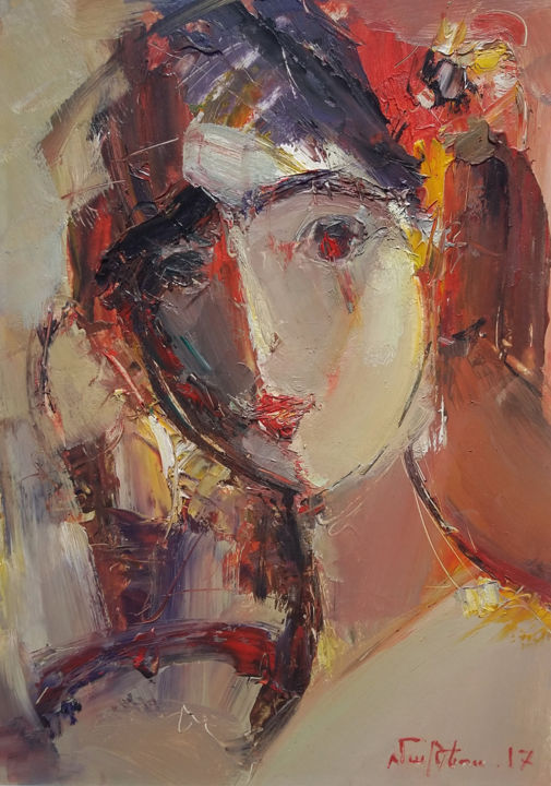 Malerei mit dem Titel "Girl portrait(oil p…" von Mateos Sargsyan, Original-Kunstwerk, Öl