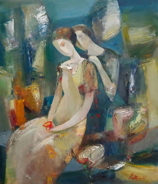 Painting titled "Love and dream (60x…" by Mateos Sargsyan, Original Artwork, Oil Mounted on Wood Stretcher frame