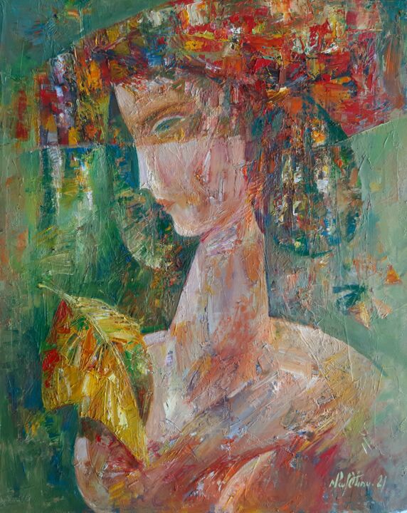 Картина под названием "Woman with hat (40x…" - Mateos Sargsyan, Подлинное произведение искусства, Масло Установлен на Подрам…