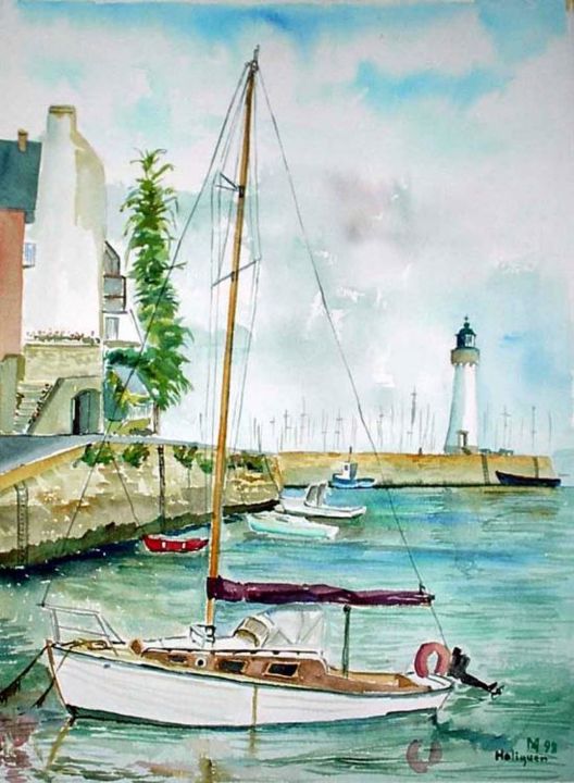 Painting titled "port haliguen (quib…" by Mateos, Original Artwork