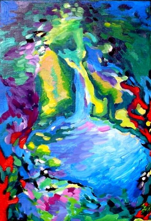 Peinture intitulée "cascade" par Martine Giacomini, Œuvre d'art originale,