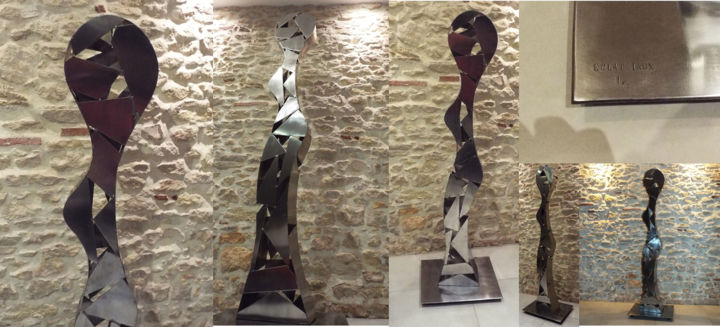 Sculpture titled "ECLAT INOX" by Mathe Sculptures, Original Artwork, Metals