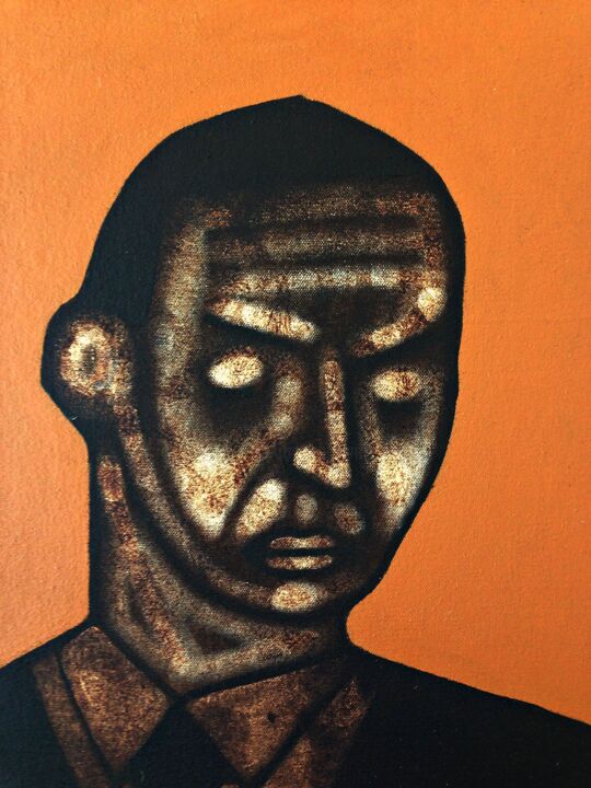 Painting titled "Portrait. May 2019." by Mathew Tudor, Original Art, Acrylic Mounted on Stretcher frame