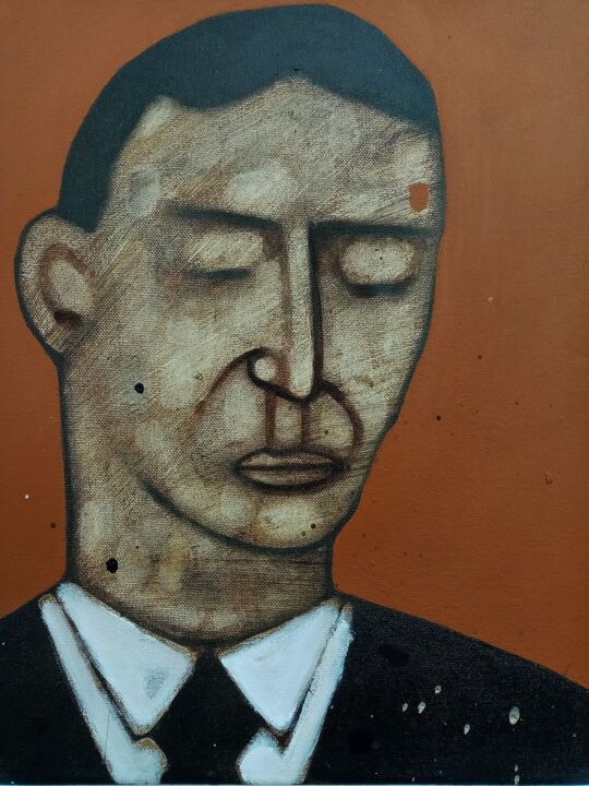 Painting titled "Portrait. December…" by Mathew Tudor, Original Art, Acrylic Mounted on Stretcher frame