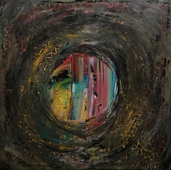 Painting titled "OUTLOOK" by Mathias Sager, Original Artwork, Acrylic Mounted on Wood Stretcher frame