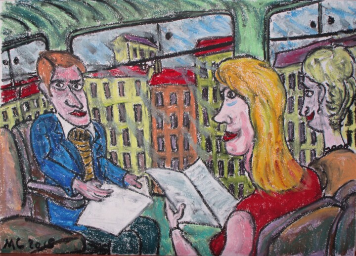 Drawing titled "train-de-banlieue.j…" by Mathieu Correa De Sa, Original Artwork, Pastel