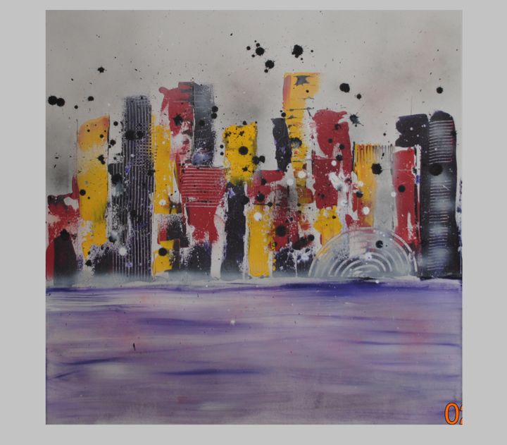 Peinture intitulée "City light" par Mathieu Meyrueix, Œuvre d'art originale, Acrylique