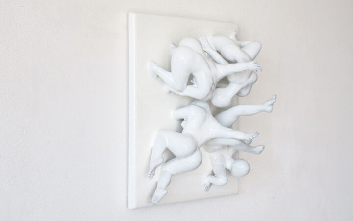 Sculpture intitulée "Agora" par Mathieu Vaillant, Œuvre d'art originale, Argile Monté sur Autre panneau rigide