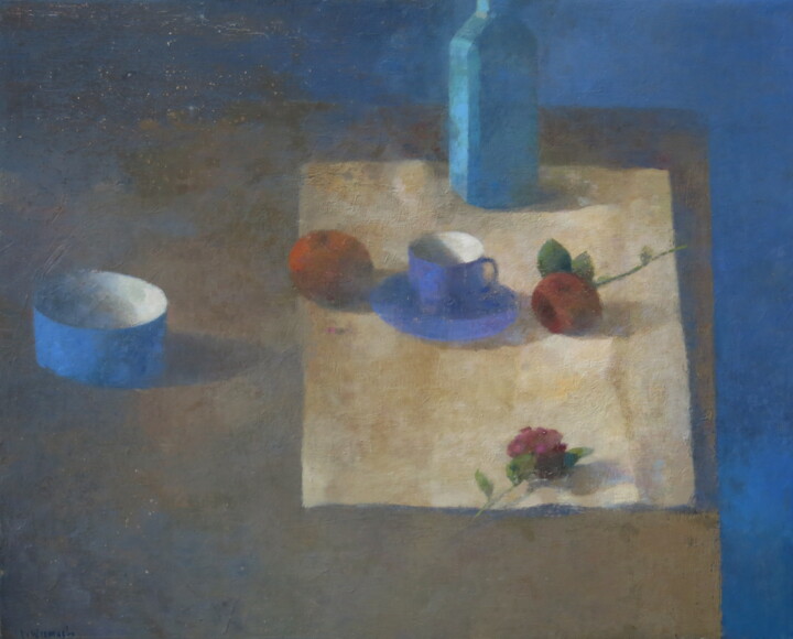 Painting titled "grande table" by Mathieu Weemaels, Original Artwork, Oil