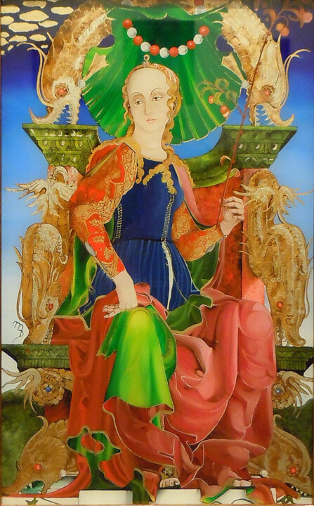 Schilderij getiteld "Junon" door Mathilda De Carpentry, Origineel Kunstwerk, Olie Gemonteerd op Karton