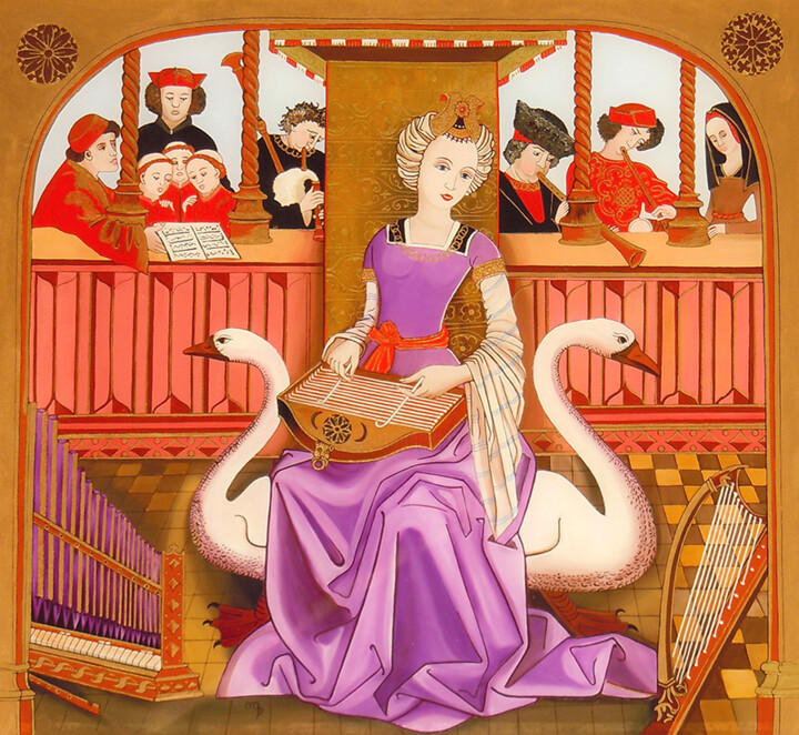 Pintura intitulada "La Musicienne" por Mathilda De Carpentry, Obras de arte originais, Óleo Montado em Cartão