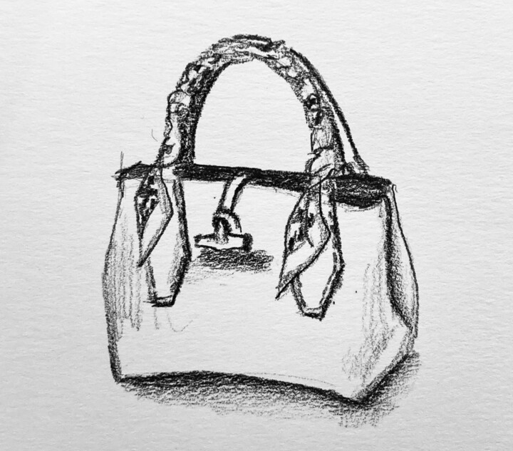 Drawing titled "Sac" by Mathilde Donne, Original Artwork, Pencil