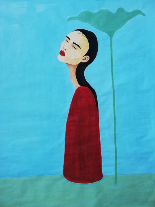 Schilderij getiteld "lelieschaduw" door Mathilde Lâm, Origineel Kunstwerk, Acryl