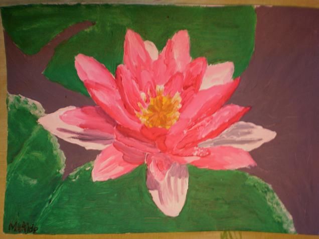 Peinture intitulée "Nénuphar rose" par Mathilde Dubois, Œuvre d'art originale,