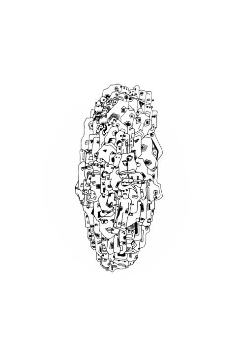 Drawing titled "En-tête #1" by Mathurin Vandenbogaerde, Original Art, Ballpoint pen