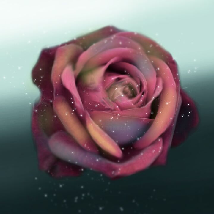 Arts numériques intitulée "rose éternelle" par Mathys Melantois, Œuvre d'art originale, Peinture numérique