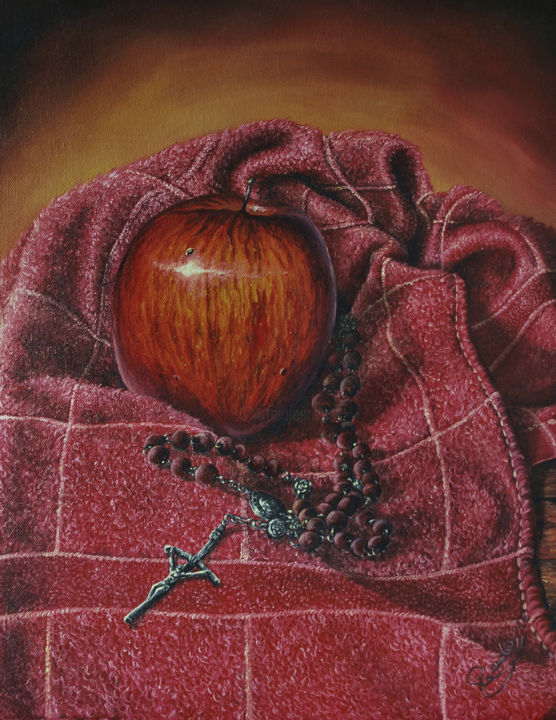 Pintura titulada "Manzana con aroma a…" por Matias Paredes, Obra de arte original, Oleo