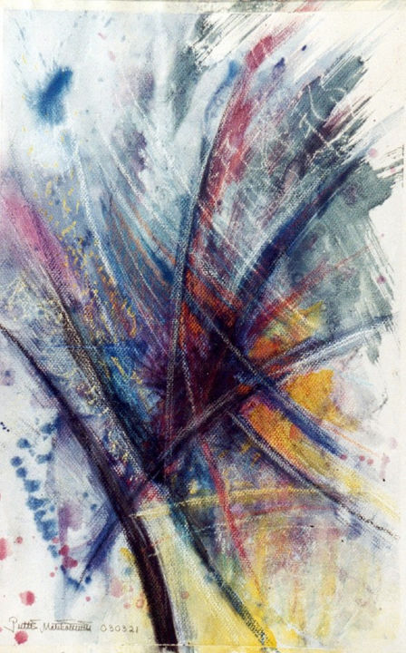 Schilderij getiteld "Winter Lines" door Pertti Matikainen, Origineel Kunstwerk, Aquarel