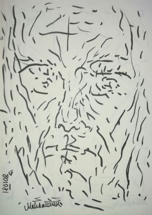 Disegno intitolato "Grumpy Marker 5" da Pertti Matikainen, Opera d'arte originale, Pennarello