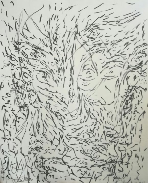Disegno intitolato "Pittura Nervosa 2" da Pertti Matikainen, Opera d'arte originale, Pennarello