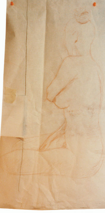 Tekening getiteld "Destroyed drawing l…" door Pertti Matikainen, Origineel Kunstwerk, Krijt