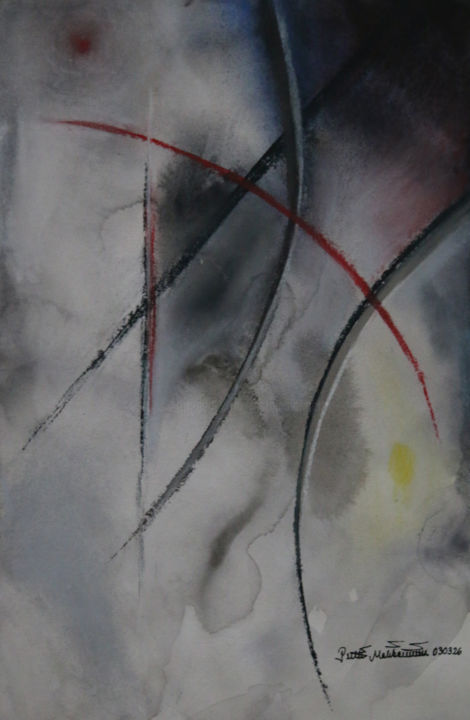 Malarstwo zatytułowany „Red Stroke” autorstwa Pertti Matikainen, Oryginalna praca, Akwarela