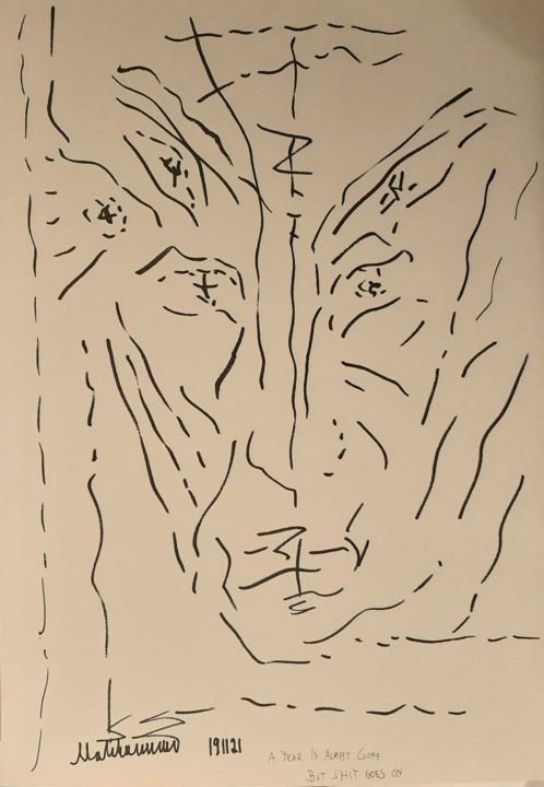 Drawing titled "Confused" by Pertti Matikainen, Original Artwork, Marker