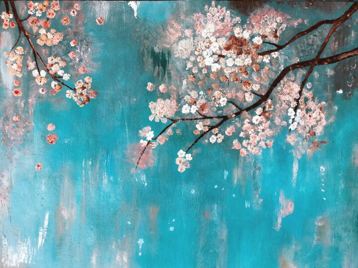 Malerei mit dem Titel "Sakura" von Matild Bathory, Original-Kunstwerk, Acryl