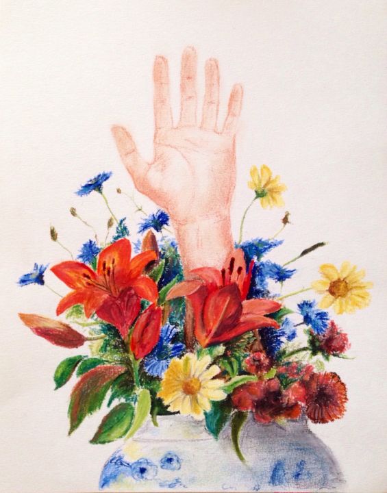 Dessin intitulée "Fleur de peau" par Matisse Delepierre, Œuvre d'art originale, Pastel