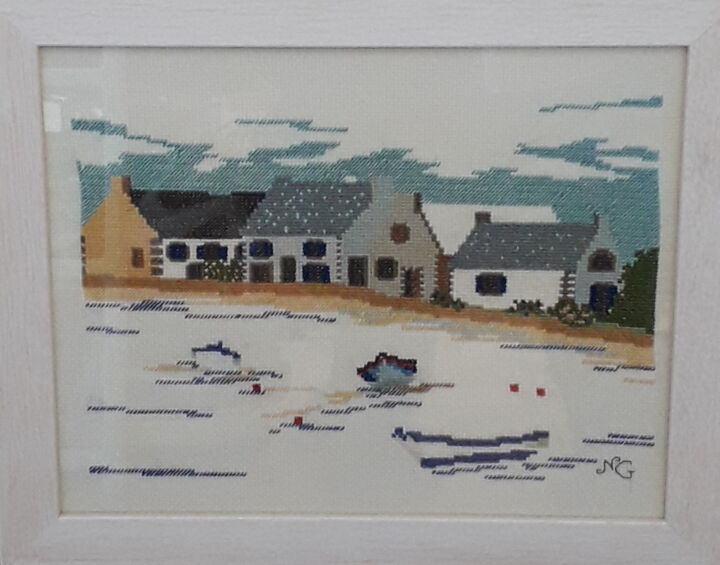 Arte textil titulada "En Bretagne" por Nathalie Gautier, Obra de arte original, Bordado