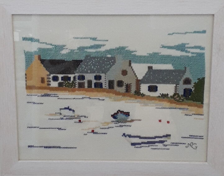 Textile Art titled "En Bretagne" by Nathalie Gautier, Original Artwork, Embroidery