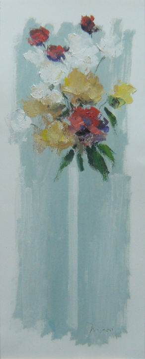 Malarstwo zatytułowany „Flowers (AB-82), au…” autorstwa Mato Jurkovic, Oryginalna praca, Olej