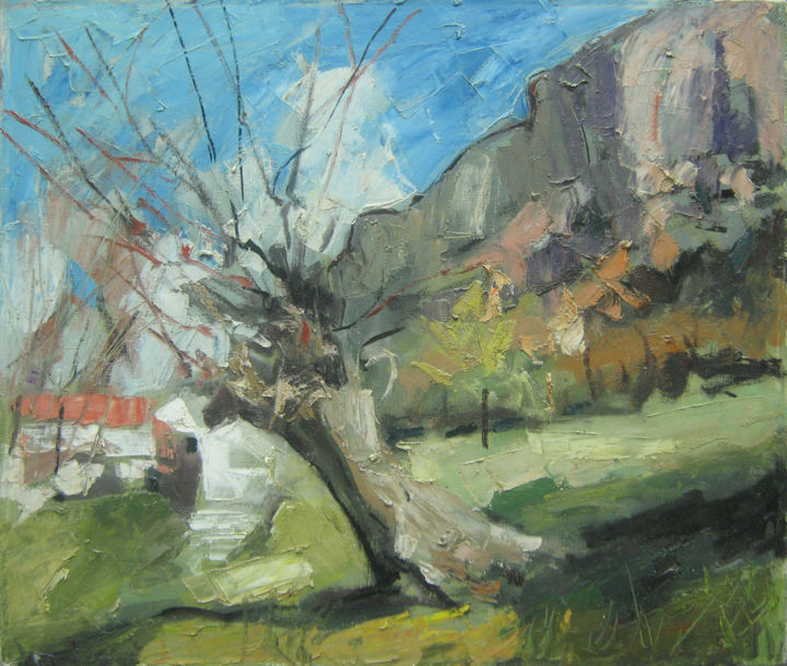Painting titled "Landscape (KRI-177)…" by Mato Jurkovic, Original Artwork, Oil