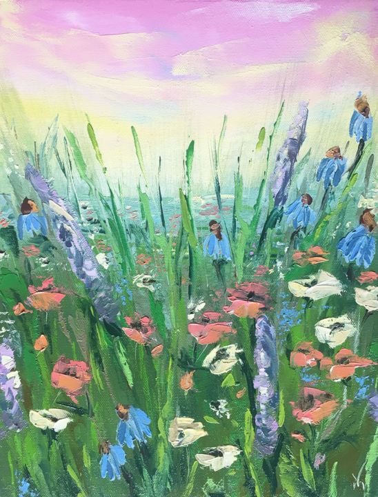 Peinture intitulée "Flowers painting. P…" par Maria Matokhniuk, Œuvre d'art originale, Huile
