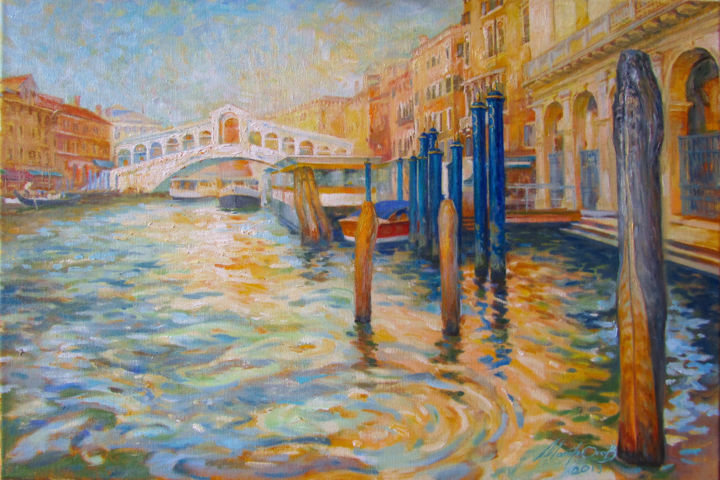 Peinture intitulée "Golden Venice" par Yuriy Matrosov, Œuvre d'art originale, Huile