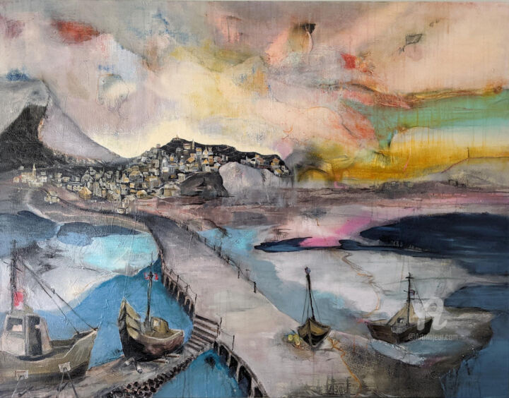 Pittura intitolato "Tramonto 02/22" da Mats Kade, Opera d'arte originale, Olio