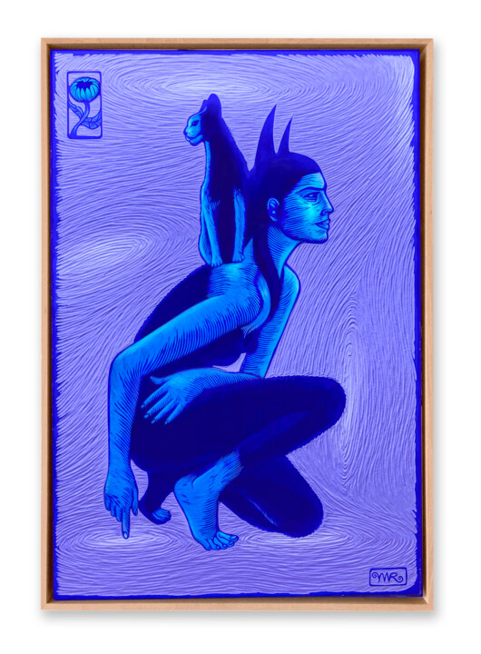 绘画 标题为“Catwoman” 由Matt Roussel, 原创艺术品, 丙烯 安装在木质担架架上