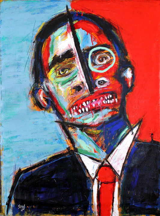 Painting titled "The Executive" by Matt Sesow, Original Artwork, Acrylic
