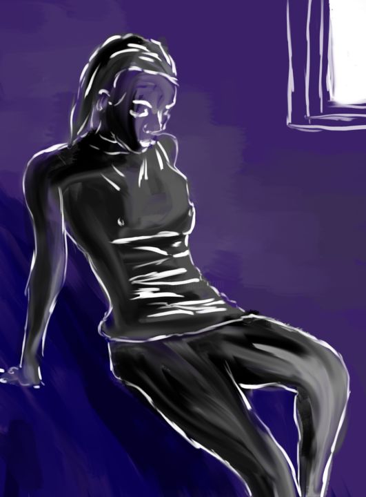 Arte digitale intitolato "donna in nero e blu" da Matteo Gilardi, Opera d'arte originale, Pittura digitale