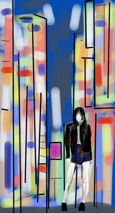 Arte digitale intitolato "ragazza giapponese" da Matteo Gilardi, Opera d'arte originale, Pittura digitale