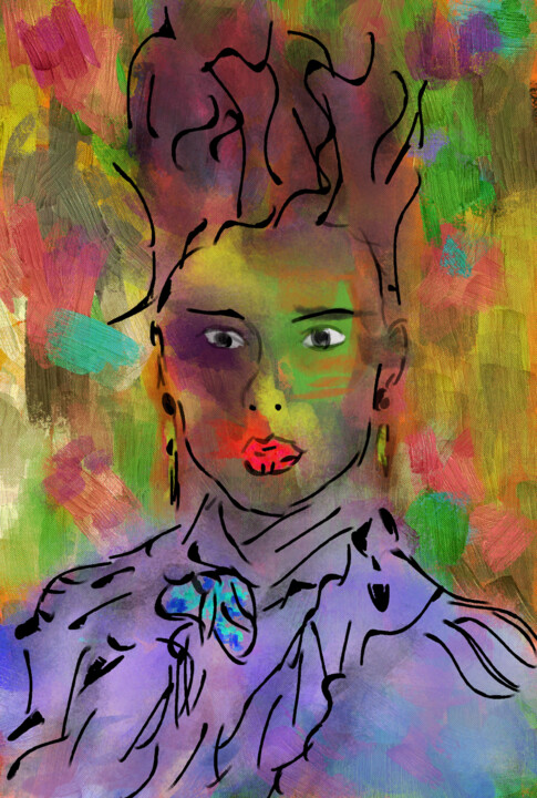 Arte digitale intitolato "donna con occhio vi…" da Matteo Gilardi, Opera d'arte originale, Pittura digitale