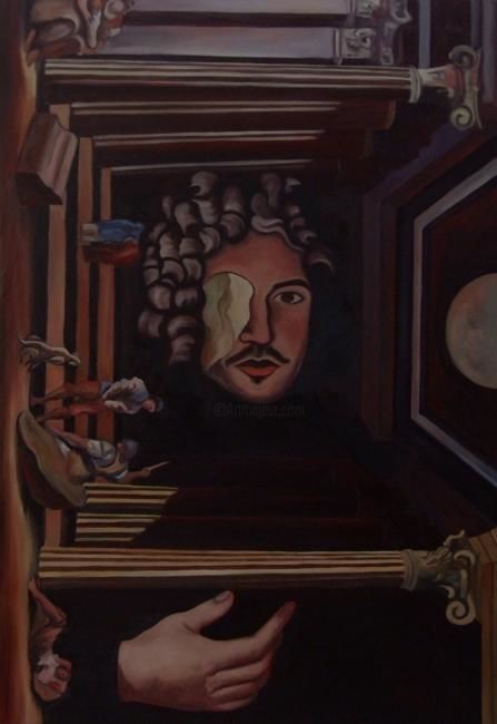 Painting titled "Autoritratto barocco" by Matteo Temporin, Original Artwork, Oil